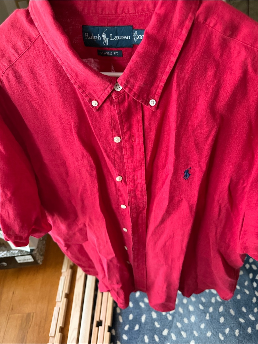 Ralph Lauren Button-Down Shirt in Bright Red with Navy Pony
